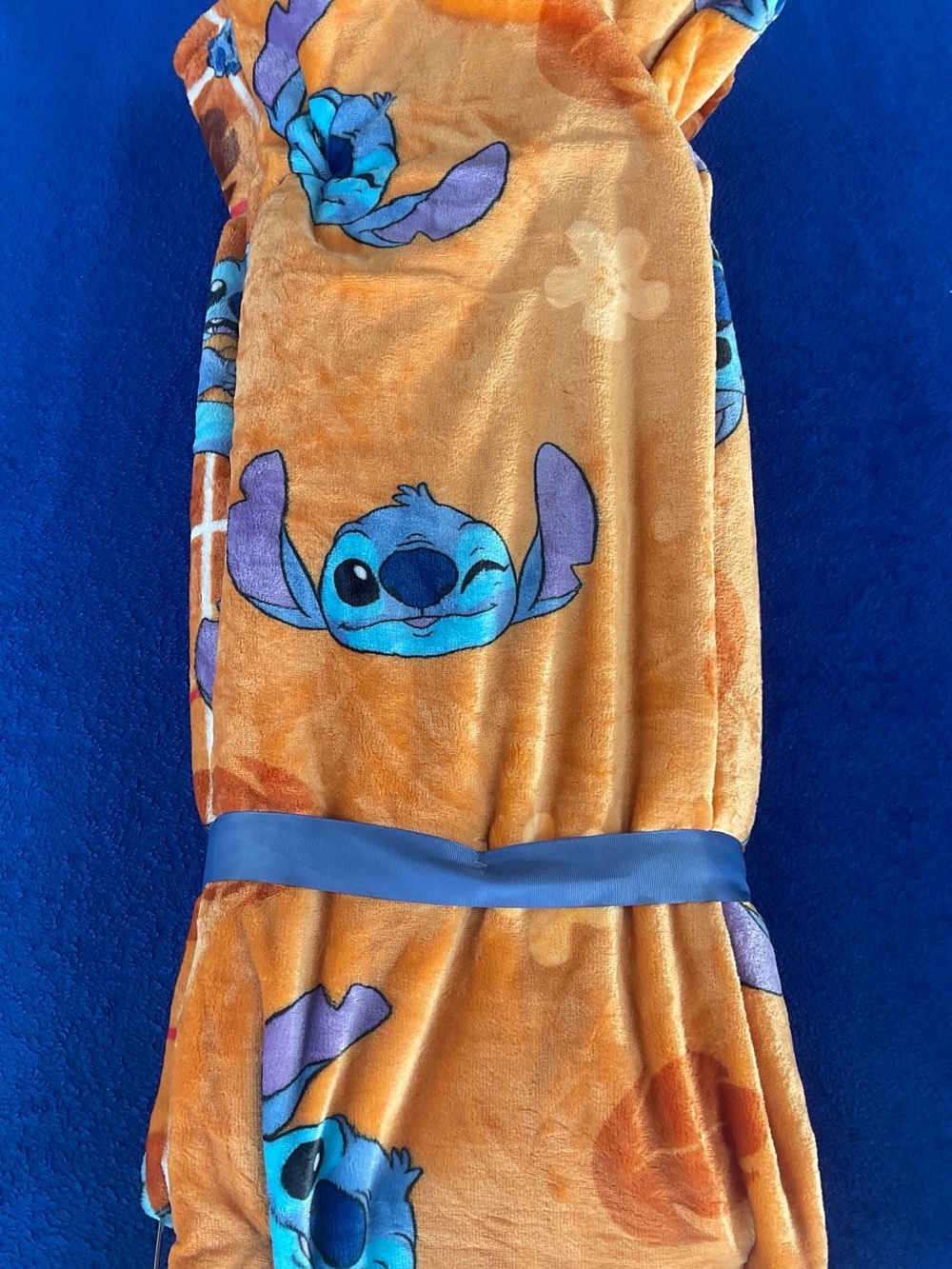 Disney Stitch Plush Orange Cozy Throw Blanket